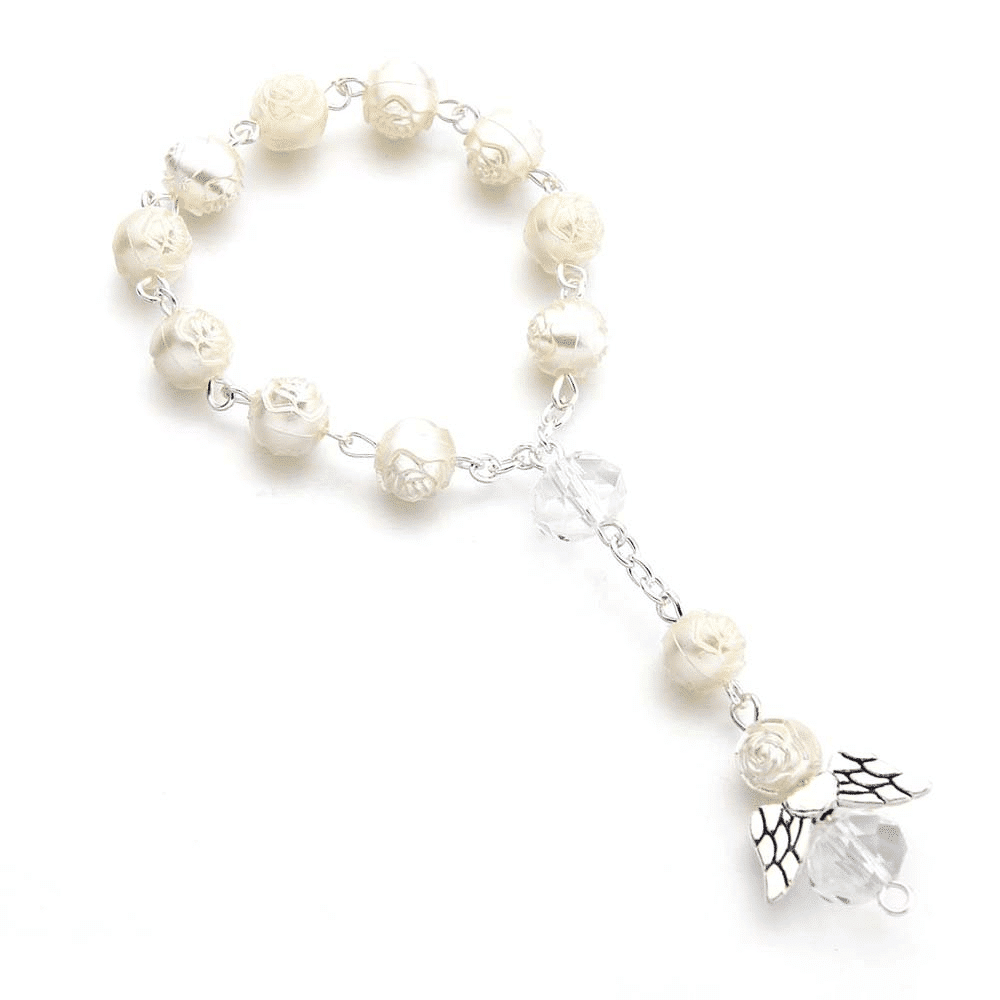Plastic Silver Angel Wing Baptismal Bracelet