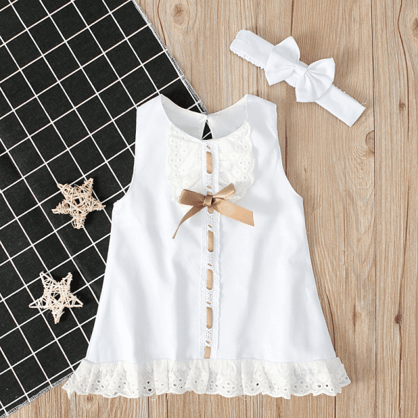 Polyester FIber Sleeveless Christening Dress 5